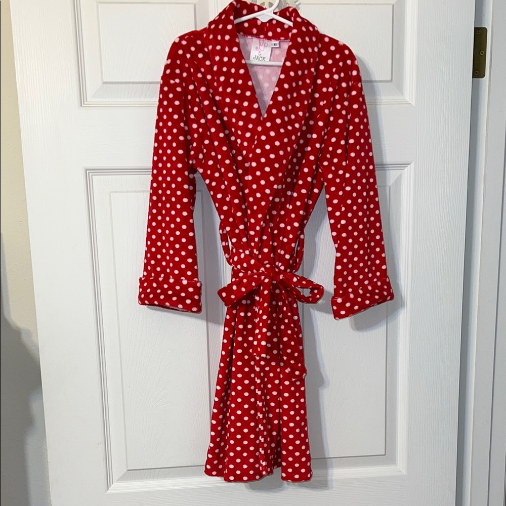 Juju and Jack Red Polka Dot Kids Robe